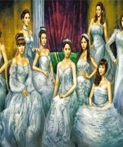 Girls Wearing Ball Gown Dresses Paint By Numbers
