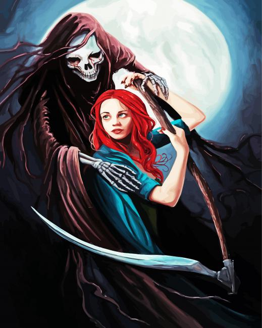 Grim Reaper And Girl Paint By Numbers
