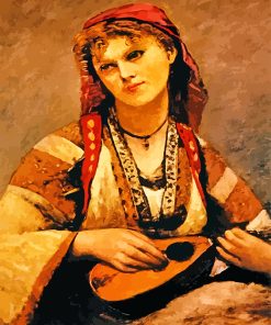 Gypsy With a Mandolin By Corot Paint By Number