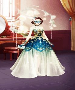 Masked Girl Wearing Ball Gown Dress Paint By Numbers