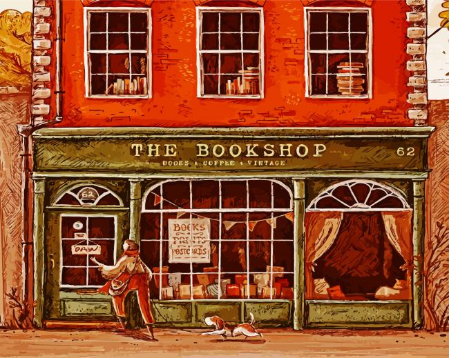 Retro Bookshop Paint By Number