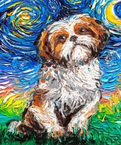 Shih Tzu During Starry Night Paint By Number