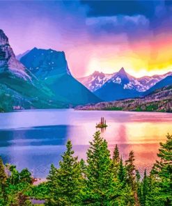 Sunset At glacier National Park Paint By Numbers