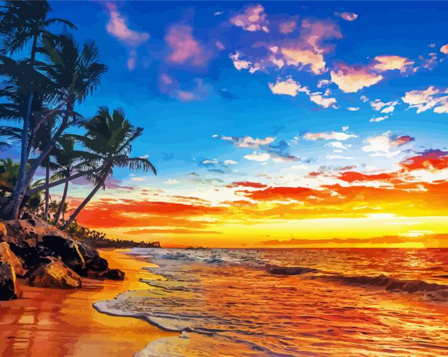 Sunset Beach Paradis Paint By Number