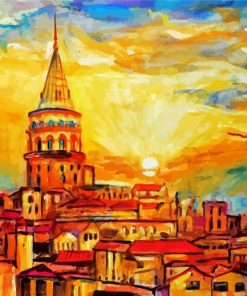Sunset Over Galata Tower Paint By Numbers