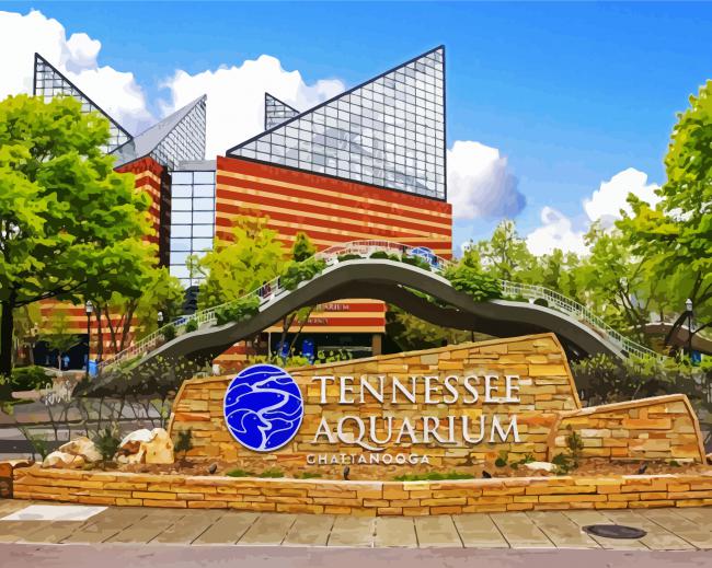 Tennessee Aquarium Chattanooga paint by number