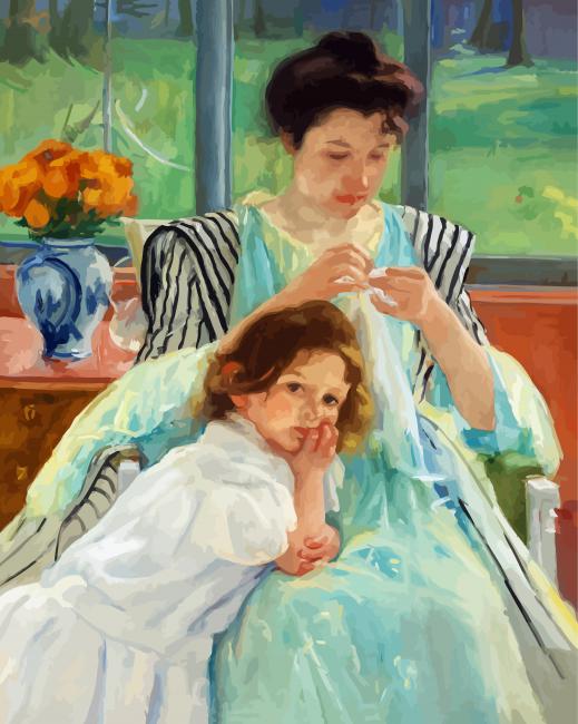 Young-Mother-Sewing-paint-by-numbers