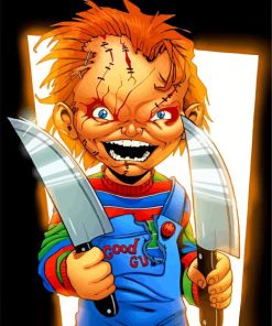 Aesthetic Chucky Holding Knives Paint By Number