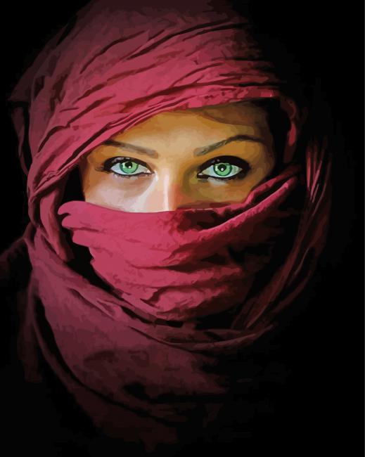 Arabic Woman With Green Eyes paint by number