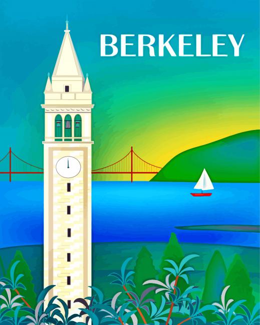 berkeley California Skyline Illustration Poster Paint By Numbers