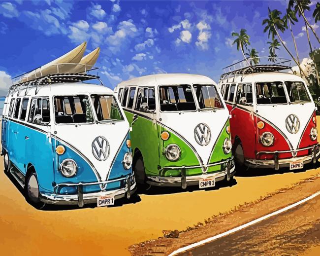 Campervans Volkswagen paint by number