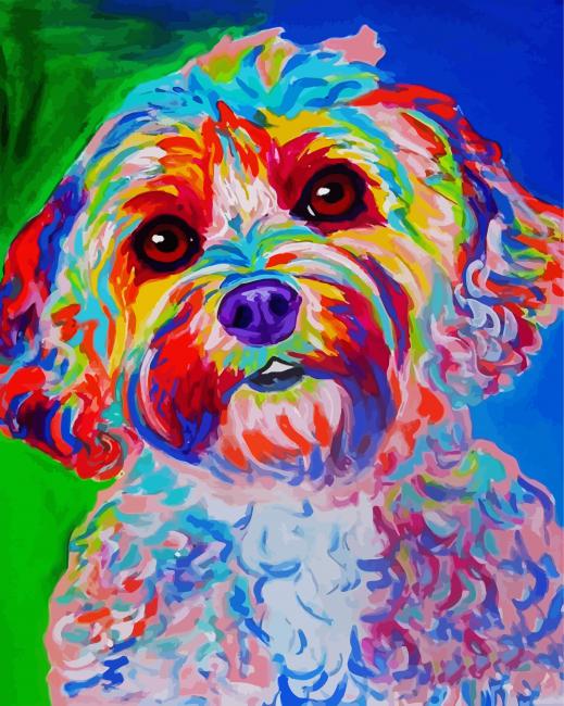 Colorful Cockapoo paint by number