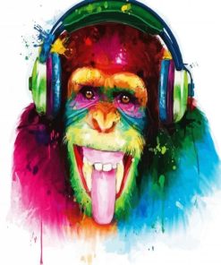 Colorful Monkey Splatter paint by number