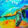 Colorful Sea Turtle paint by number