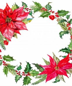 Floral Christmas Wreath paint by number