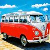 Red Campervan Volkswagen paint by number