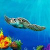 Sea Turtle In The Occean paint by number