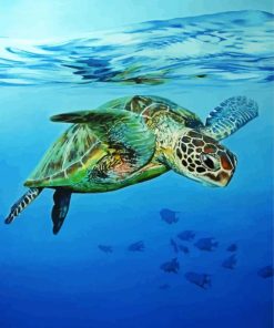 Sea Turtle Swimming In The Water paint by number