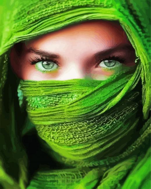 Woman With Green Veil Paint By Numbers