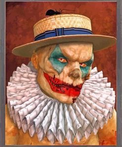 Zombie Clown Wearing a Hat Paint By Number