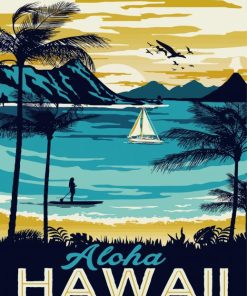 Hawaii Aloha Poster paint by numbers