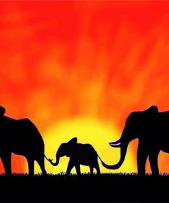 African Sunset Elephants paint by number