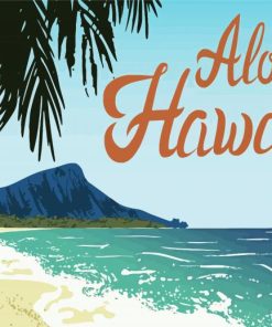 Aloha Hawaii Beach Poster paint by numbers