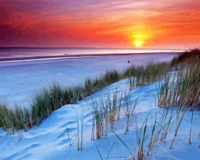 Ameland Beach At Sunset paint by numbers