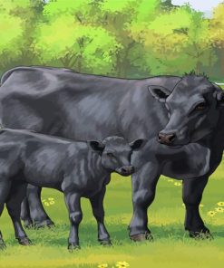Angus Cow And Calf paint by number