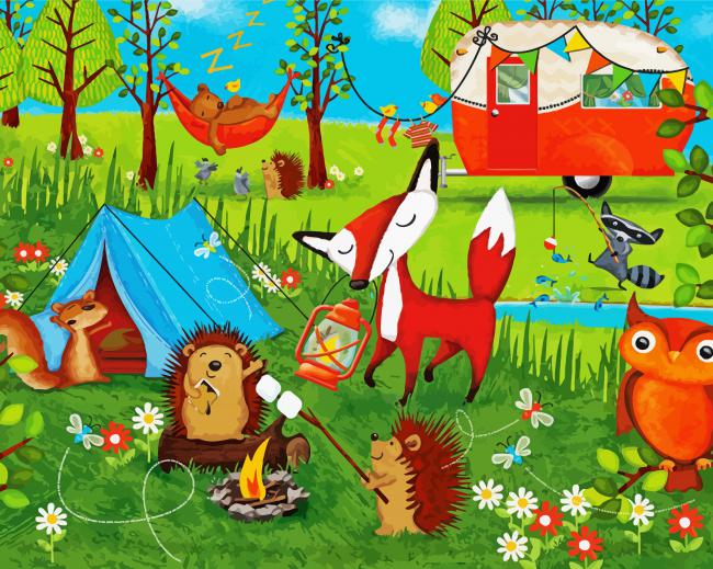 Animals In Camp paint by numbers