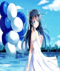 Anime Girl With Balloons paint by number