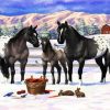 Appaloosa Horses In Snow paint by number