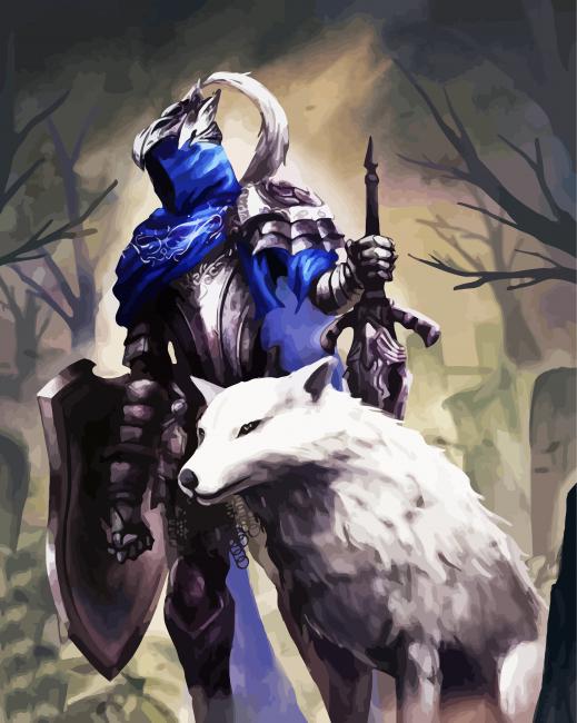 Artorias And The White Wolf paint by number