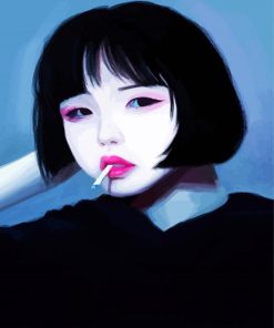 Asian Girl Smoking paint by number