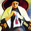August Macke Woman Sewing paint by numbers