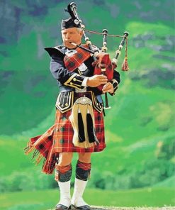 Bagpiper Playing Bagpipes In The Highlands paint by number