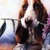 Basset Hound And Flower paint by number