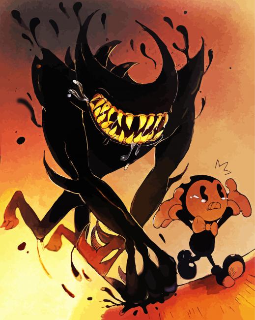 Bendy Running Away From The Monster paint by number
