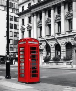 Black White And Red Phone Booth paint by number