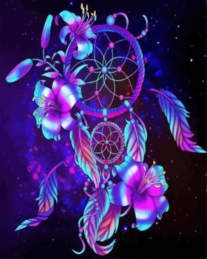 Blue And Violet Dream Catcher paint by number