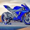 Blue Race Motorcycle paint by numbers