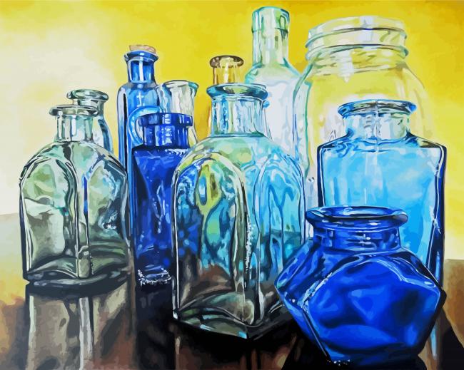 Blue Glass Bottles paint by numbers