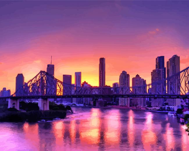 Brisbane Skylines During Sunset paint by numbers