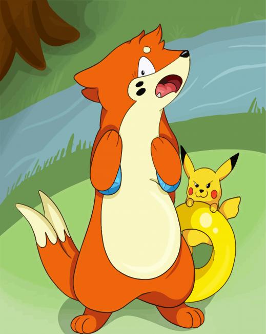 Buizel And Pikachu paint by number
