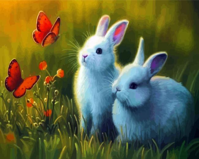 Bunnies And Butterflies paint by number
