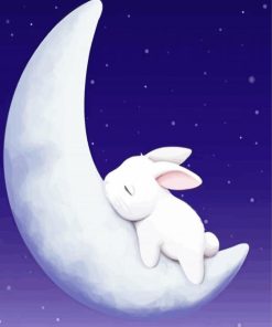 Bunny On Moon paint by number