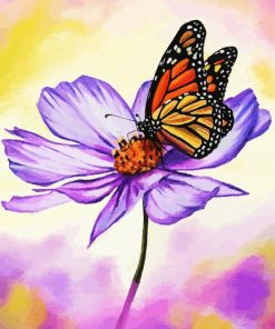 Butterfly On Cosmos paint by number