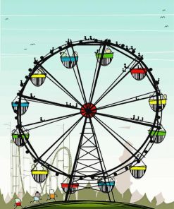 Cartoon Ferris Wheel paint by number