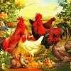 Chickens And Hens In Farm paint by number