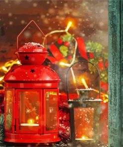 Christmastide Red Lantern paint by numbers